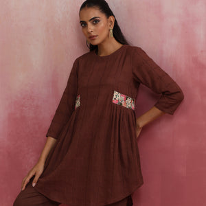 trueBrowns Brown Cotton Dobby Co-ord set