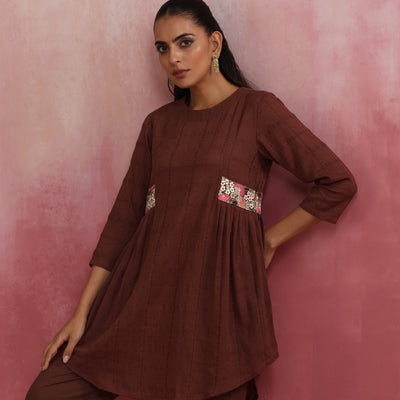 trueBrowns Brown Cotton Dobby Co-ord set