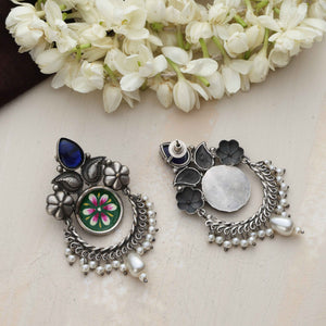 trueBrowns Silver Tone Handpainted Earrings