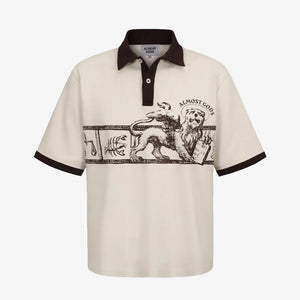 ALMOST GODS | ZODIAC RELAXED POLO { OFF WHITE