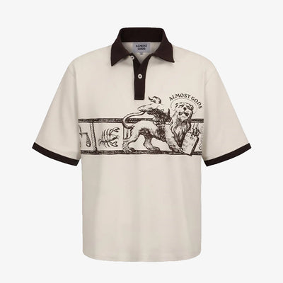ALMOST GODS | ZODIAC RELAXED POLO { OFF WHITE