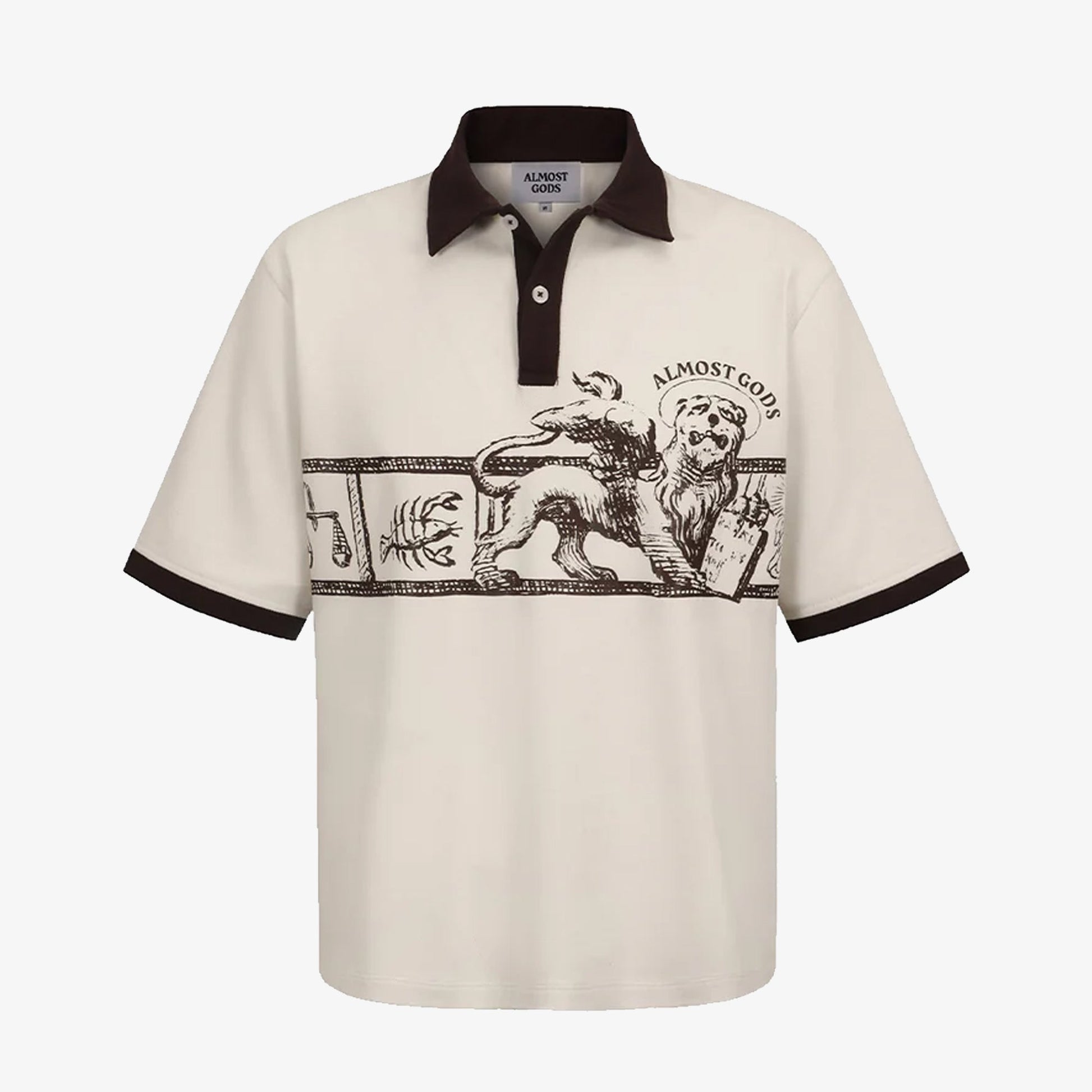 ALMOST GODS | ZODIAC RELAXED POLO { OFF WHITE