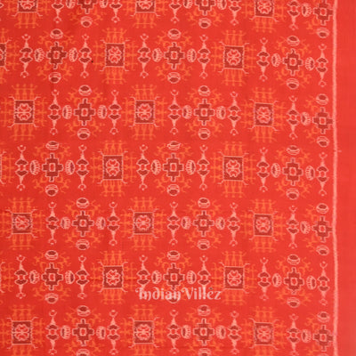 Red Black Tribal Theme Odisha Ikat Sambalpuri Dress Set & Dupatta