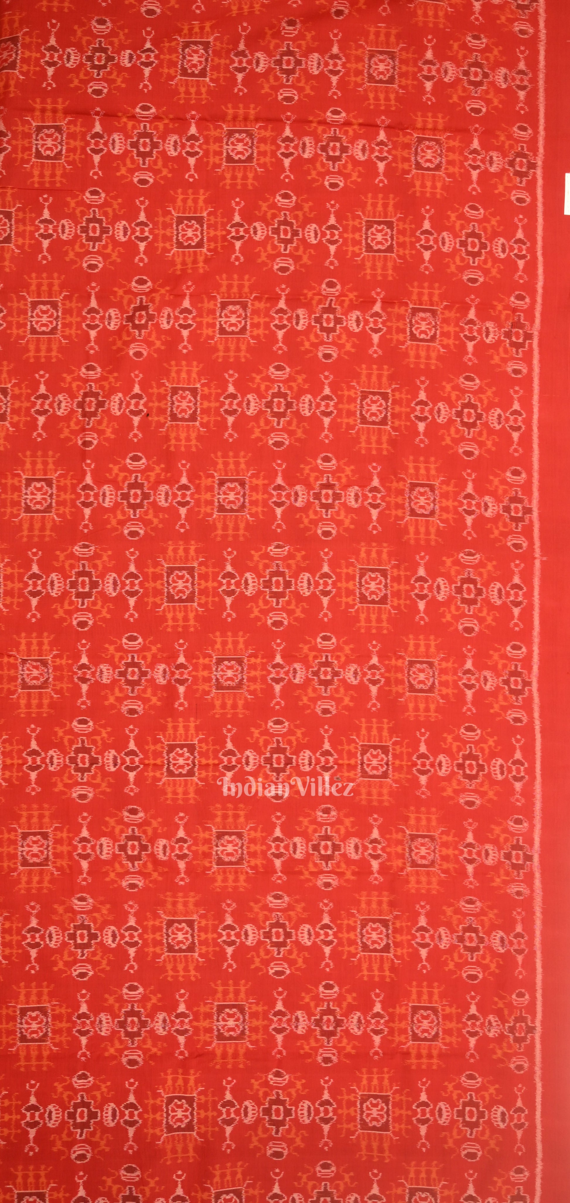 Red Black Tribal Theme Odisha Ikat Sambalpuri Dress Set & Dupatta