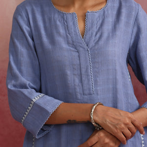 trueBrowns Sky Blue Cotton Kurta Co-ord set