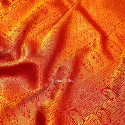 Red With Golden Border Pure Kanjivaram Silk Saree