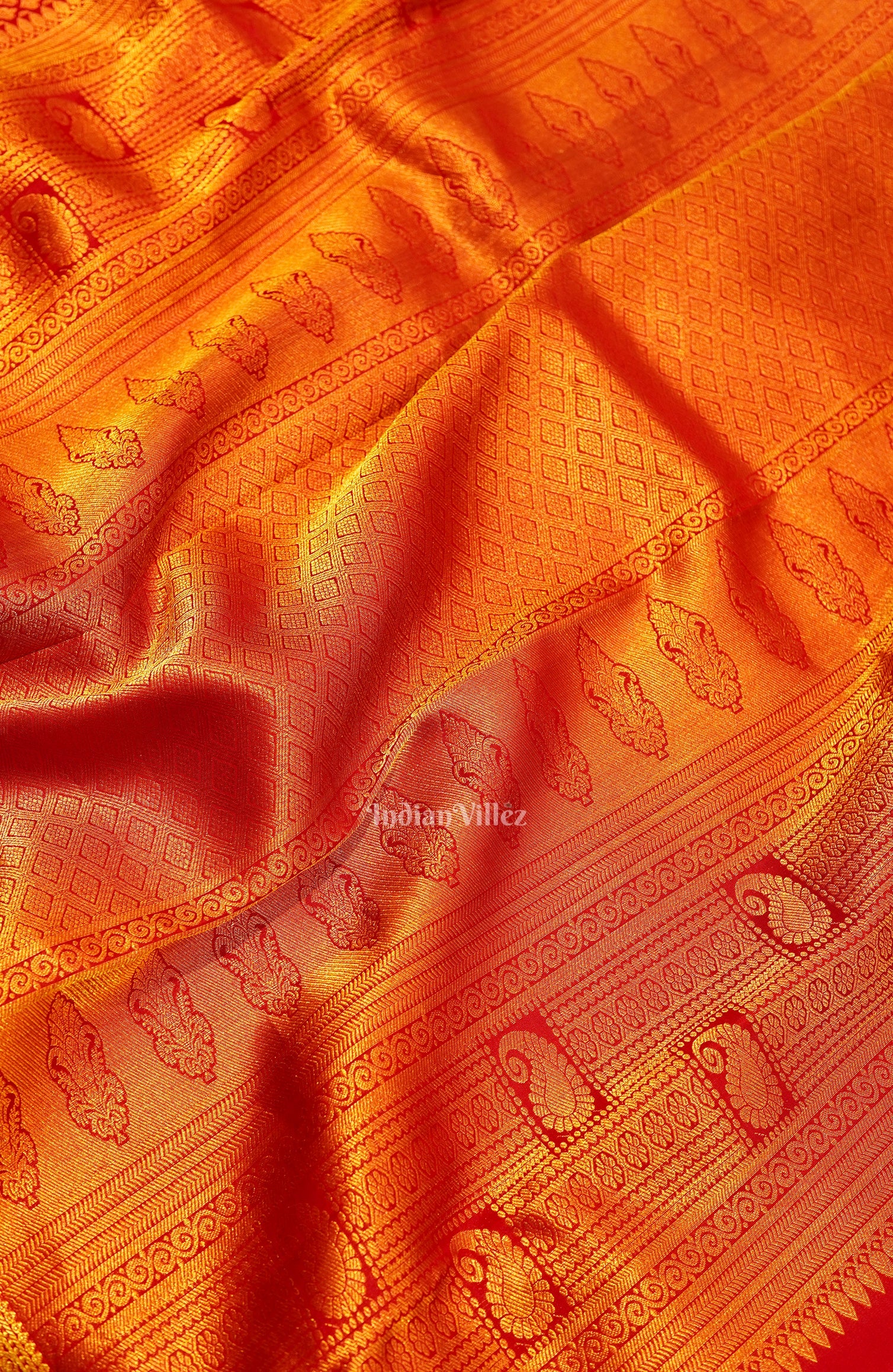 Red With Golden Border Pure Kanjivaram Silk Saree