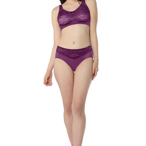 Elegant Lace Non-Padded Non-Wired Support Bra - Pickled Beet & Stucco
