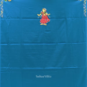 Sky Blue Nartaki Musical Theme Pattachitra Kurti Cotton Dress Material