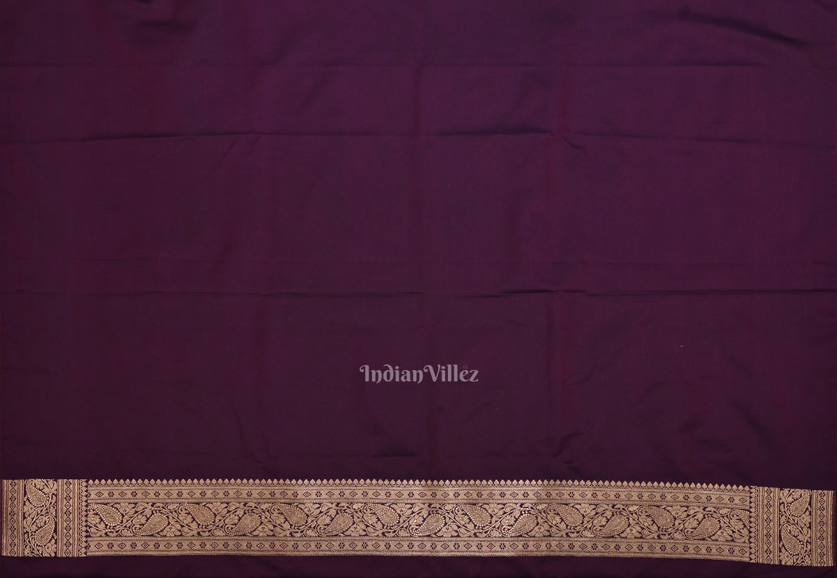 Purple Dual Tone Meenakari Pure Mashru Satin Silk Banarasi Saree