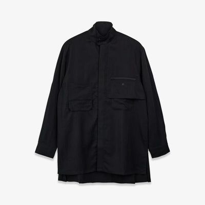Y-3 | WASHED TWILL OVERSHIRT { BLACK