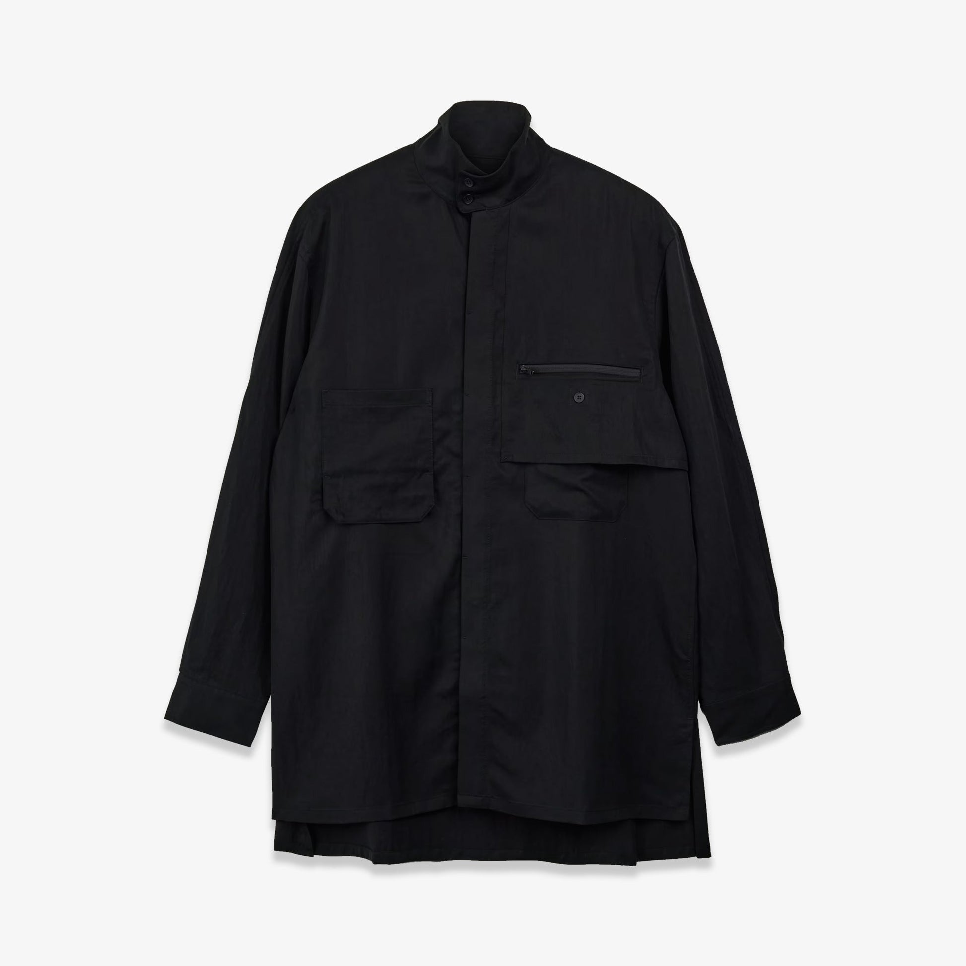 Y-3 | WASHED TWILL OVERSHIRT { BLACK