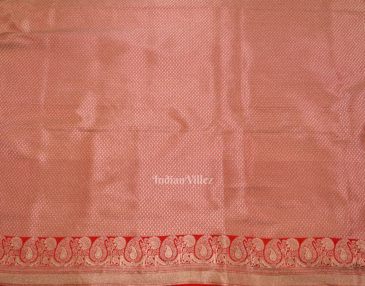 Gergeous Flaunt Red Soft Pure Mashru Satin Silk Banarasi Saree