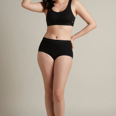 Easy Slip-On Non-Padded Non-Wired Cotton Bra - Black