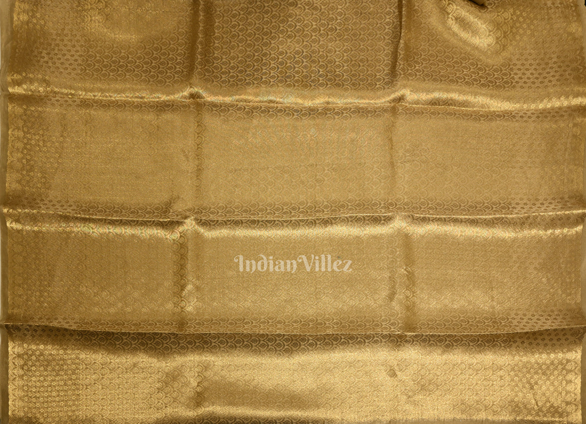 Beige Zari Woven Tissue Banarasi Saree