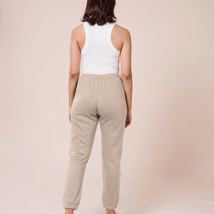 Women Solid Beige Mid Rise Ultra Warm Jogger