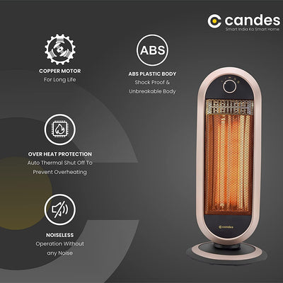 Carbon 2 Rod Room Heater for Winter with 2 Heat Setting - 500W/1000W (Black/Brown)