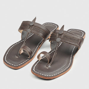 Brown Handstitched Leather Kolhapuri Women Slipper