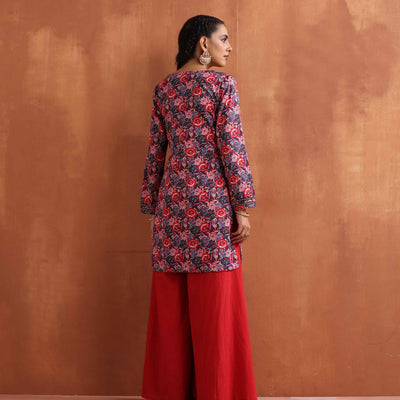 trueBrowns Pink Print Sharara Set