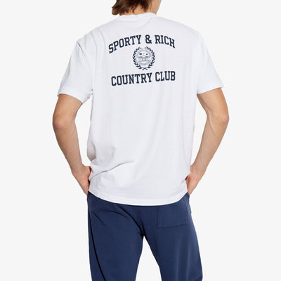 SPORTY & RICH | VARSITY CREST T-SHIRT { WHITE/NAVY