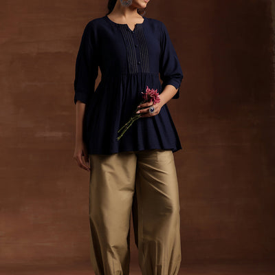 Gold Solid Silk Salwar