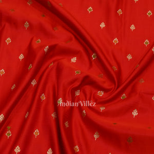 Exclusive Pure Red Bridal Meenakari Pure Mashru Satin Silk Banarasi Saree