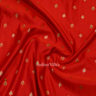 Exclusive Pure Red Bridal Meenakari Pure Mashru Satin Silk Banarasi Saree