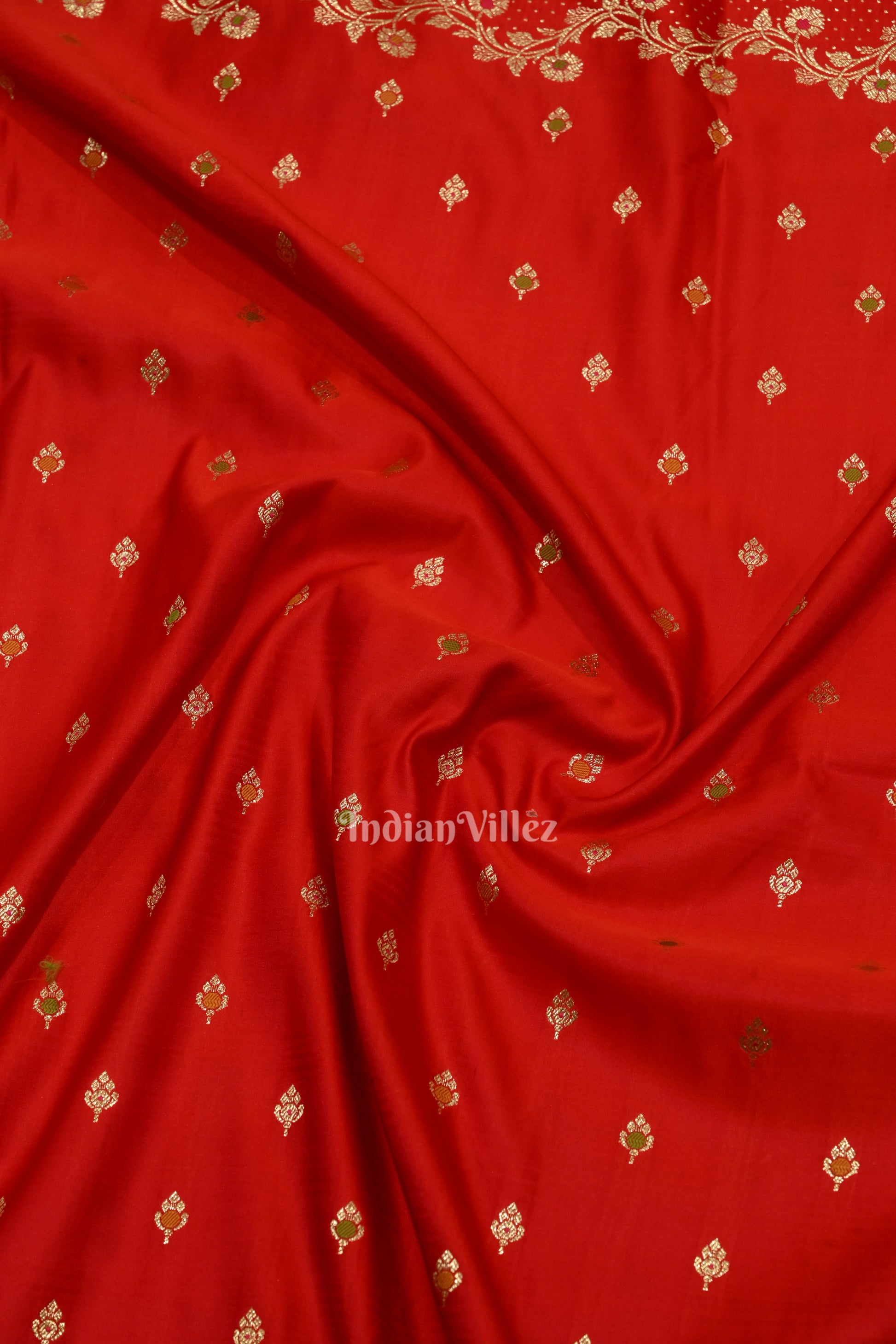 Exclusive Pure Red Bridal Meenakari Pure Mashru Satin Silk Banarasi Saree