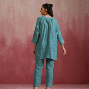 trueBrowns Light Blue Cotton Dobby Co-ord set