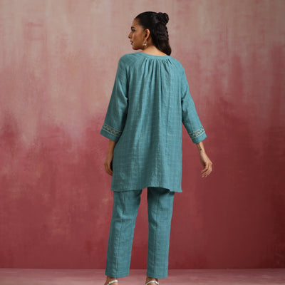 trueBrowns Light Blue Cotton Dobby Co-ord set