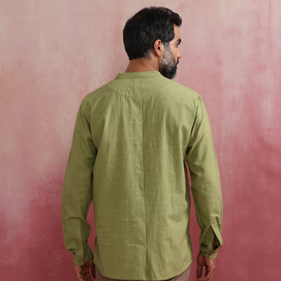 trueBrowns Men's Green Cotton Shirt