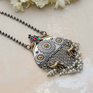 trueBrowns Silver Gold Tone Pendant Chain