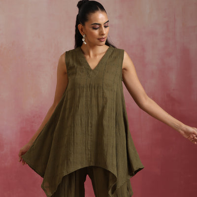 trueBrowns Olive Cotton Dobby Co-ord set