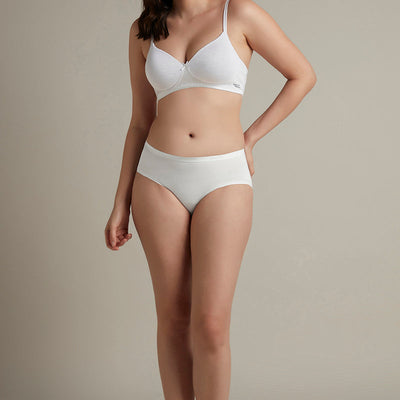 Simply Soft Padded Non-Wired Cotton Bra - White