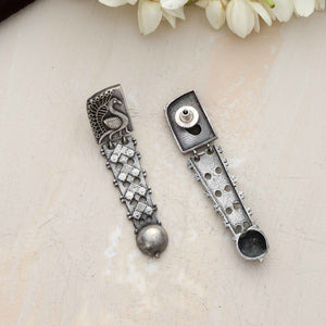 trueBrowns Silver Tone Flamingo Dangle Earrings