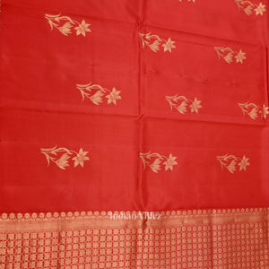 Pure Red Floral Motif Designer Katan Banarasi Silk Saree