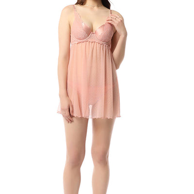 Eternal Bliss Padded Wired Babydoll - Mellow Rose