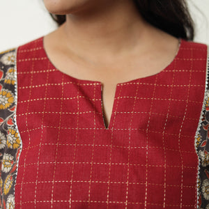 Black - Straight Cotton Kalamkari Kurta 05