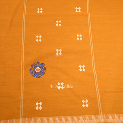 Navy Blue Yellow Flower Buti Odisha Ikat Sambalpuri Dress Material & Dupatta
