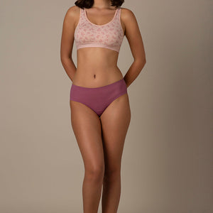 Easy Slip-On Non-Padded Non-Wired Cotton Bra - Pink Floral Print