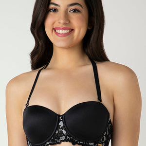 Femme Lace Padded Wired Multiway Bra - Black