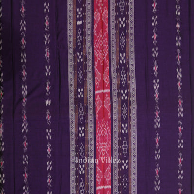 Purple with Cream Pasapali Sambalpuri Cotton Dress set with Dupatta