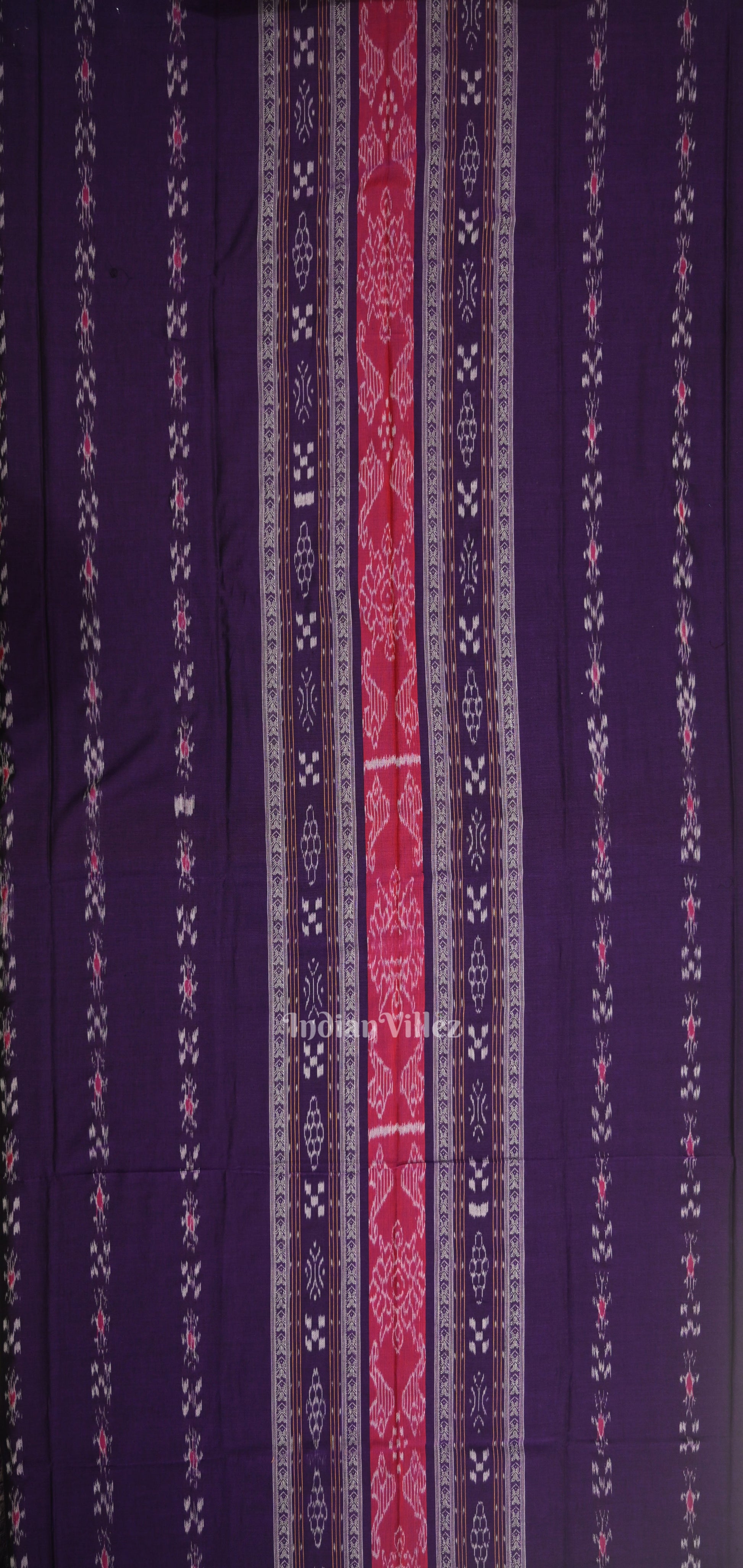 Purple with Cream Pasapali Sambalpuri Cotton Dress set with Dupatta