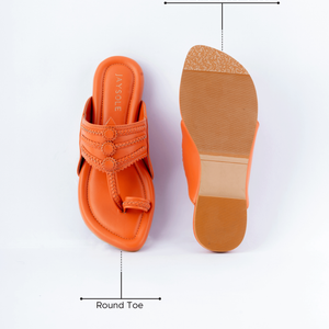 Marmalade Orange Solid Kolha Flats