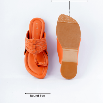 Marmalade Orange Solid Kolha Flats