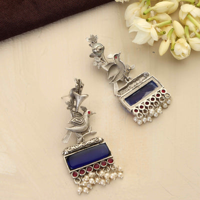 trueBrowns Silver Tone Bird Earrings