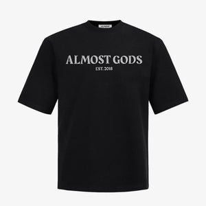 ALMOST GODS | CRACKED LOGO RELAXED TEE { BLACK