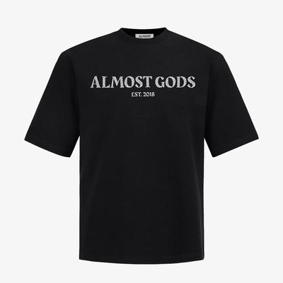 ALMOST GODS | CRACKED LOGO RELAXED TEE { BLACK