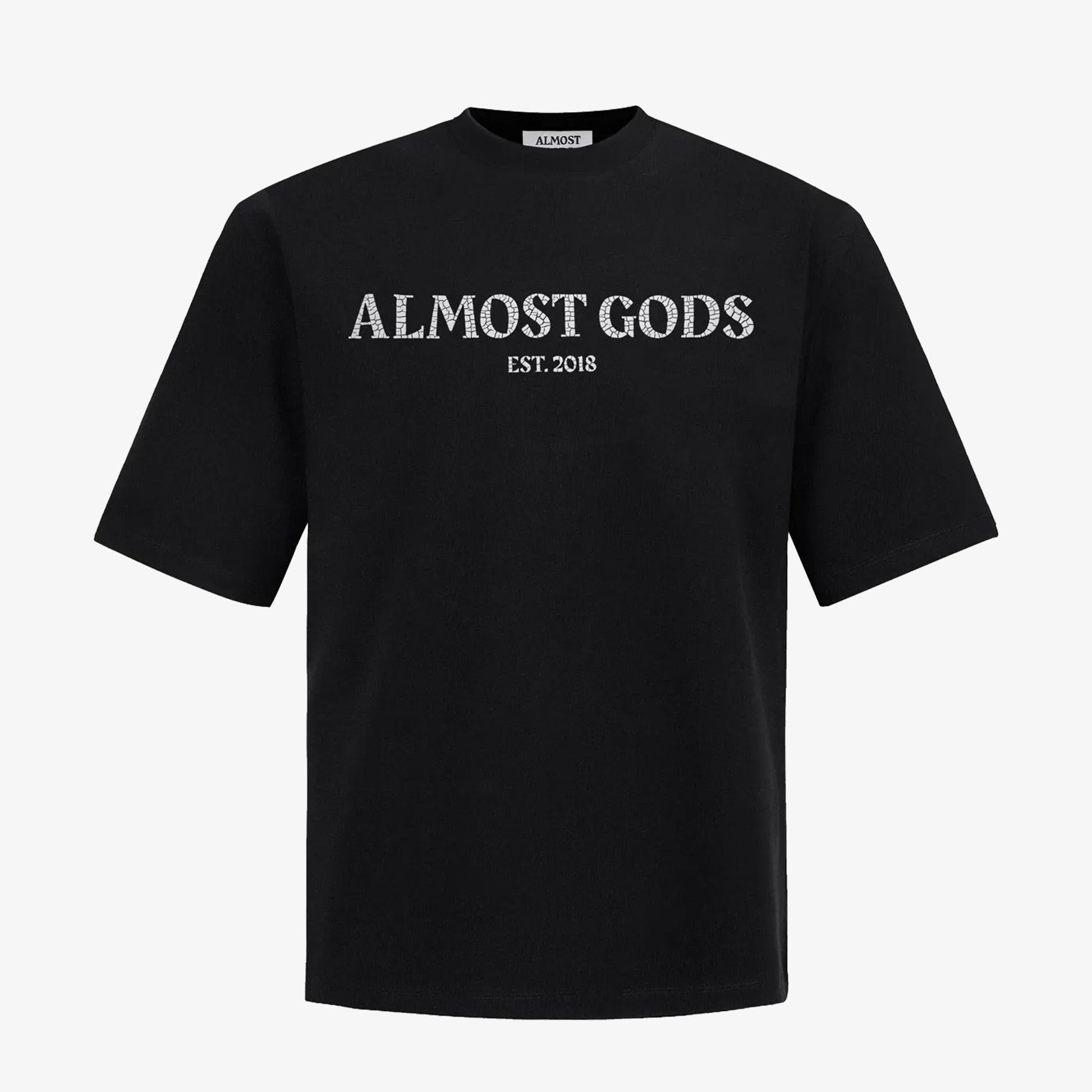 ALMOST GODS | CRACKED LOGO RELAXED TEE { BLACK