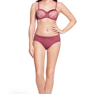 Satin Touch Strapless Padded wired Lace Bra - Autumn Rose